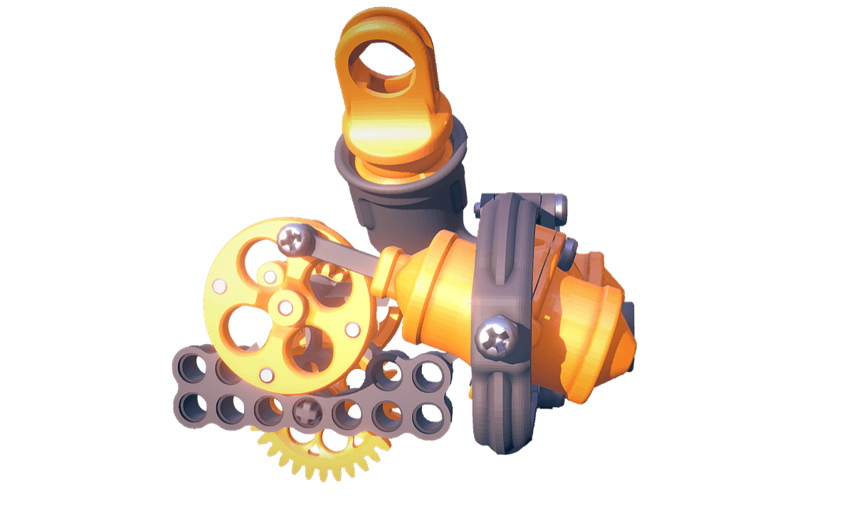 A cluster of finished 3D printed parts